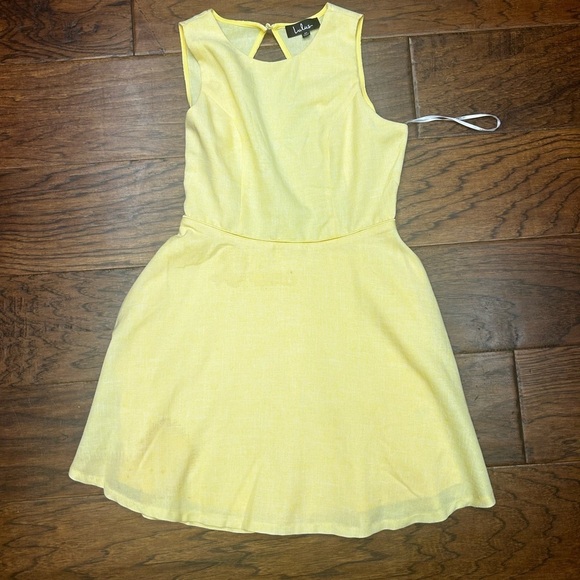 Lulus Winsome yellow Backless Open Back Skater Mini Dress - Picture 1 of 7
